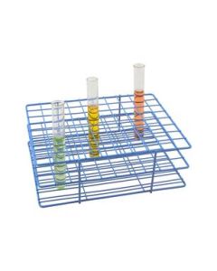 Blue Epoxy Coated Steel Wire Test Tube Rack, 80 Holes, Outer Diameter Permitted of Tubes 18-20mm or Less , 8x10 Format