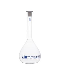 Volumetric Flask, 2000ml - Class A, ASTM - Polypropylene Stopper - Blue Graduation - Borosilicate Glass