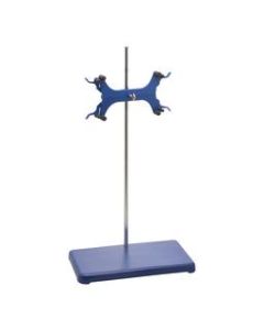 Double Burette Clamp Support with Rod - Fits Burettes Up to 100ml - Stainless Steel Rod, Alloy Jaws, Built In Boss Head - Eisco Labs