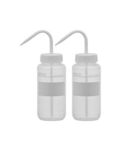 2PK Chemical Wash Bottle, No Label, 500ml - Wide Mouth, Self Venting, Low Density Polyethylene - Performance Plastics by Eisco Labs