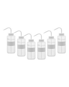 6PK Chemical Wash Bottle, No Label, 1000ml - Wide Mouth, Self Venting, Low Density Polyethylene - Performance Plastics by Eisco Labs