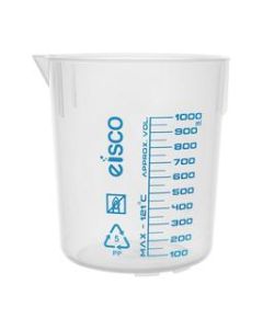 Premium 1000mL Beaker - Polypropylene Plastic, Blue Screen Printed, 50mL Graduations - Eisco Labs