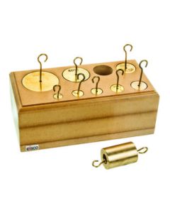 Eisco Labs Hooked Brass Weights, Set of 9 weights, 10-1000g in wooden block