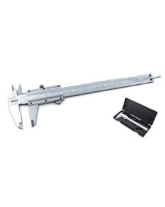 Vernier Caliper, 6 Inches, IME Type, Dual Scale Laser Engraved Graduations, Fully Hardened, 0.05mm and 1/128 Inch Accuracy, Case Included, Carbon Steel - Eisco Labs