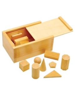 Wooden Geometric Shapes - 16 pieces with Wooden Storage Case.