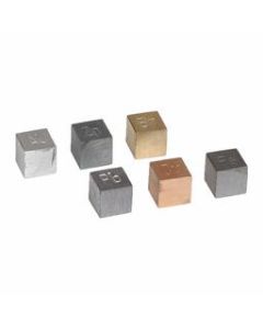Density Cubes Set - Includes 6 Metals - Brass, Lead, Iron, Copper, Aluminum, Zinc - 0.4" (10mm) Sides - For use with Density, Specific Gravity Activities - Eisco Labs