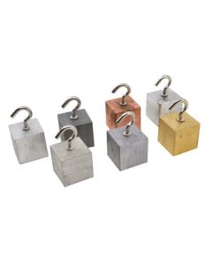 Density Cubes Set with Hooks - Includes 7 Metals - Brass, Lead, Zinc, Copper, Aluminum, Iron & Tin - 0.8" (20mm) Sides - For use with Density, Specific Gravity Activities - Eisco Labs