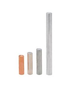 4pc Equal Mass Metal Cylinders Set - Copper, Iron, Aluminum & Zinc - For Studying the Relationship Between Density & Mass - Eisco Labs