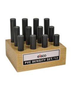 12pc Cylindrical Bars Density Set, PVC - Various Lengths - Includes Wooden Storage Block - For Studying Density & Mass - Eisco Labs