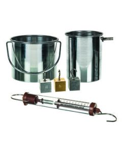 Specific Gravity and Essential Components Kit: Includes Newton Scale, Displacement Can, Catch Can, 3 Metal Cube Specimens with Hooks