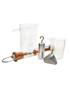 Archimedes Principle Kit - Water Displacement - Contains 2 Metal Solids, Beaker, Newton Meter and Displacement Vessel - Eisco Labs