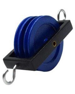 Double Parallel Pulley, 2" Diameter Wheels - Mounted in a Heavy Duty Metal Frame - Eisco Labs