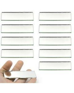 10 Pack Rectangular Plano Glass Mirror, 3" x 1" - 2mm Thick Approx. - Eisco Labs