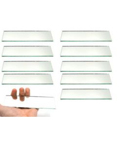 10 Pack Rectangular Plano Glass Mirror, 6" x 2" - 2mm Thick Approx. - Eisco Labs