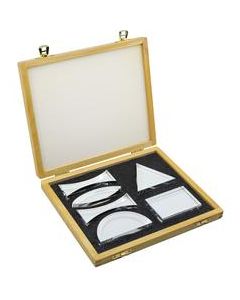 Prisms & Lenses Set, 6 Pieces - Transparent Acrylic - All Faces Fully Polished - Includes Wooden Storage Box - Eisco Labs