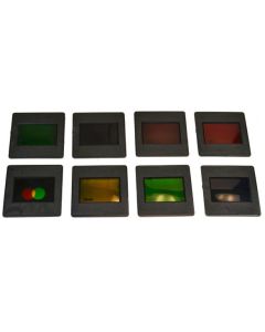 Eisco Labs Mounted Color Filters; 7 monochromatic and 1 tri-color
