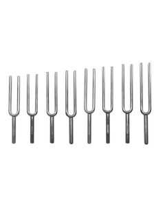 Eisco Labs Scientific Steel Tuning Forks, Set of 8 (Scientific Pitch, C4 = 256Hz) - Designed for Physics Experiments