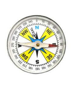 Plotting Compass, Glass Face, Aluminum Casing, 1.5" Diameter, Dial Marked - Eisco Labs