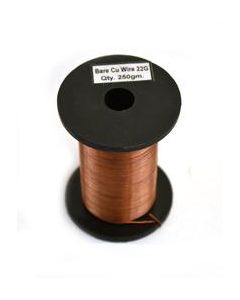 Copper Wire, Bare, 225ft Reel, 22 SWG (21 AWG) - 0.028" (0.71 mm) Dia.