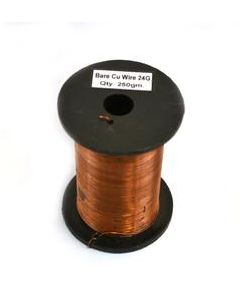 Copper Wire, Bare, 375ft Reel, 24 SWG (23/24 AWG) - 0.022" (0.56 mm) Dia.