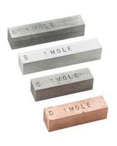 Mole Set - 4 Metal Bars that Represent "1 Mole" of the Element - Copper, Iron, Zinc, Aluminum