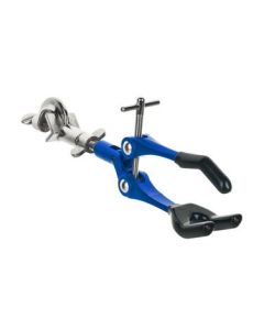 3 Finger, Vinyl Coated Extension Clamp on Swivel Bosshead - 3.4" Max Clamp Opening, Bosshead fits up to 18mm Rods - Zinc Alloy Clamp - Research, Industrial Laboratory Grade -  Eisco Labs