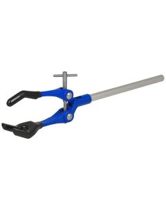 3 Finger, Vinyl Coated Extension Clamp on Stainless Steel Rod - 3.4" Max Clamp Opening, 5.5" Connecting Rod - Zinc Alloy Construction - Research, Industrial Laboratory Grade -  Eisco Labs
