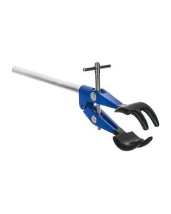 4 Prong, Vinyl Coated Clamp on Stainless Steel Rod - 4.1" Max Clamp Opening, 5.5" Connecting Rod - Powder Coated Zinc Alloy Clamp - Research, Industrial Laboratory Grade -  Eisco Labs