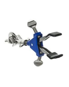 2 Prong, Vinyl Coated, Spring Loaded Clamp on Swivel Bosshead - 2.75" Max Clamp Opening, Bosshead fits up to 18mm Rods - Powder Coated Alloy Clamp - Research, Industrial Grade -  Eisco Labs