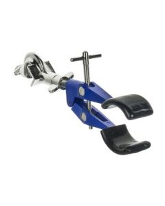 2 Prong, Vinyl Coated, Burette, Flask, Beaker Clamp on Swivel Bosshead - 4.25" Max Opening - Bosshead fits up to 18mm Rods - Zinc Alloy Clamp - Research, Industrial Laboratory Grade -  Eisco Labs