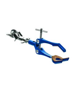 3 Finger, Cork Lined Extension Clamp on Swivel Bosshead - 3.4" Max Clamp Opening, Bosshead fits up to 18mm Rods - Zinc Alloy Clamp - Research, Industrial Laboratory Grade -  Eisco Labs