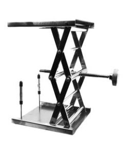 Laboratory and Fabrication Scissor Jack, Extendable with Hand Crank and Rubber Feet - Full Extension: 18 Inches - Rust-Resistant Stainless Steel - Premium Quality - Eisco Labs