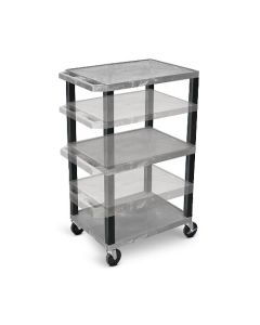 Multi-Height AV Cart - 3 Shelves - Black Legs