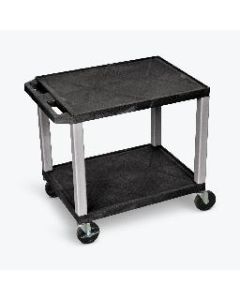 26"H AV Cart - Two Shelves - Nickel Legs