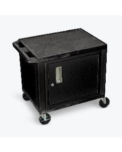 26"H AV Cart - 2 Shelves, Cab - Black Legs
