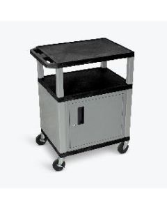 34"H AV Cart - 3 Shelves, Cab - Nickel Legs