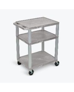 34"H AV Cart - Three Shelves - Nickel Legs