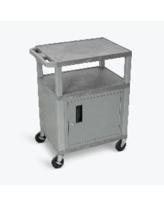 34"H AV Cart - 3 Shelf, Cab, Electric - Nckl