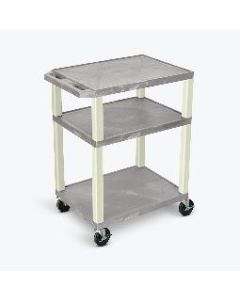 34"H AV Cart - 3 Shelf, Electric - Putty Leg