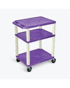 34"H AV Cart - Three Shelves - Putty Legs