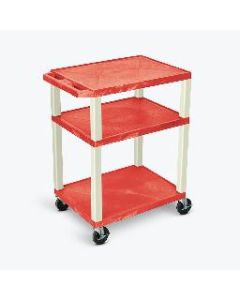 34"H AV Cart - 3 Shelf, Electric - Putty Leg