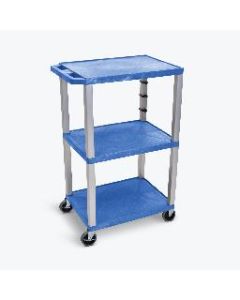42"H AV Cart - Three Shelves - Nickel Legs