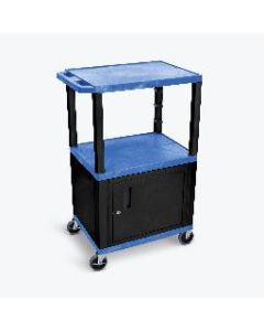 42"H AV Cart - 3 Shelves, Cab - Black Legs