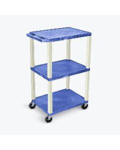 42"H AV Cart - 3 Shelf, Electric - Putty Leg