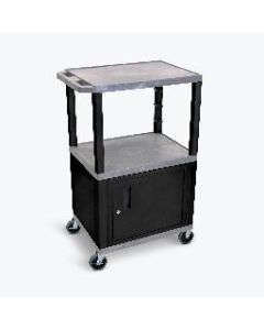 42"H AV Cart - 3 Shelves, Cab - Black Legs