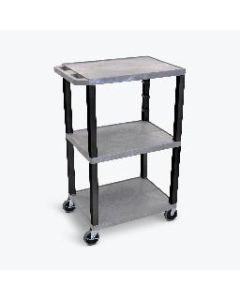 42"H AV Cart - 3 Shelf, Electric - Black Leg