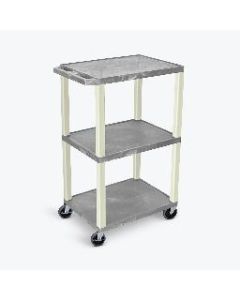 42"H AV Cart - 3 Shelf, Electric - Putty Leg