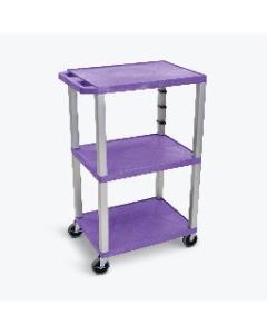 42"H AV Cart - Three Shelves - Nickel Legs
