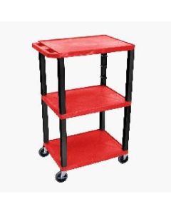 42"H AV Cart - Three Shelves - Black Legs