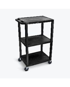42"H AV Cart - Three Shelves - Black Legs